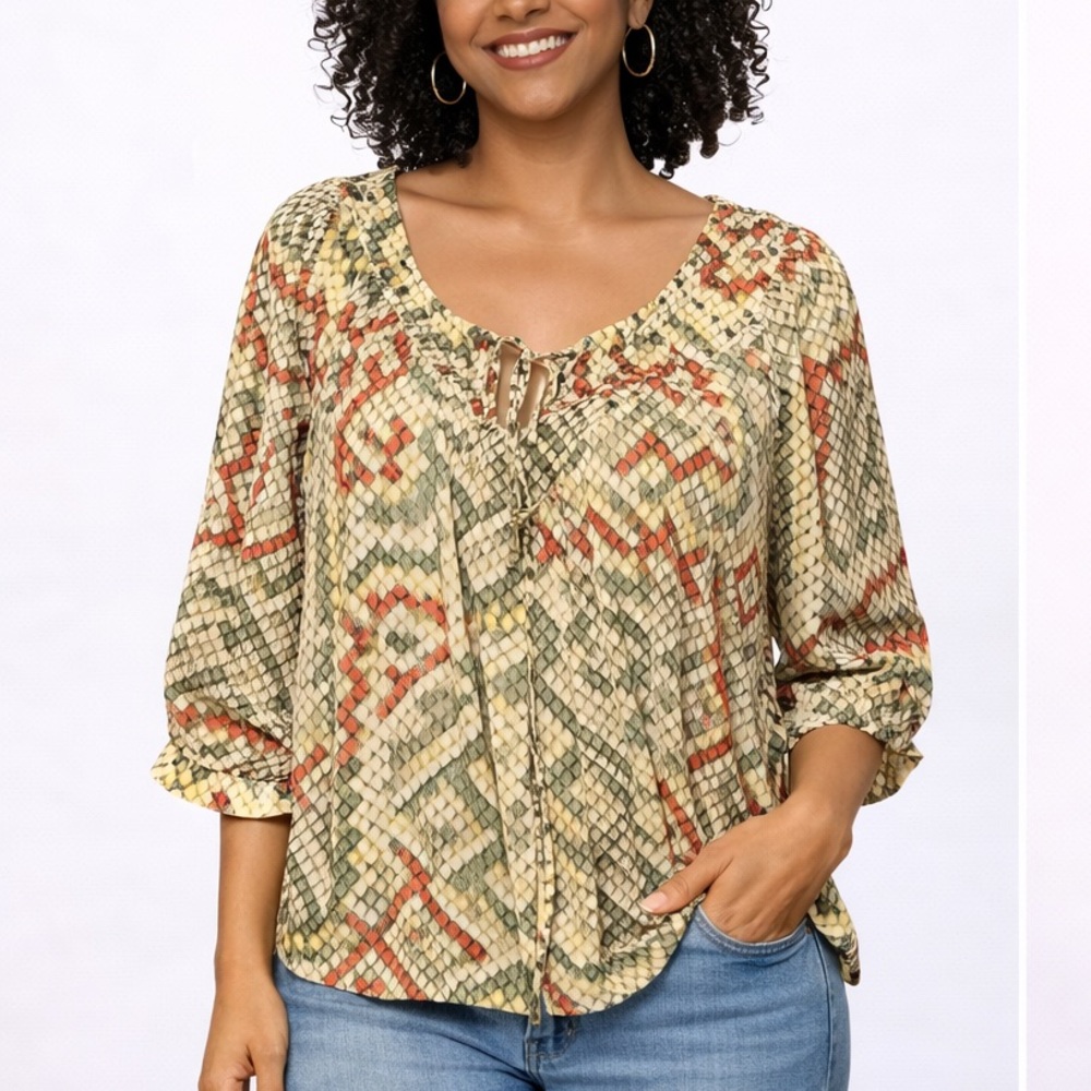 Alfred Dunner Peach Eyelet Short-Sleeve Top